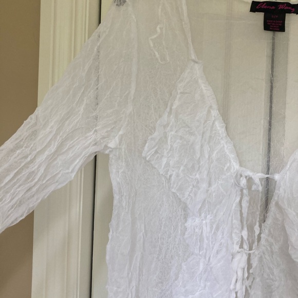 White Elena Wang Ruffle Knit Jacket Size S  Excellent Used Condition - Picture 2 of 10